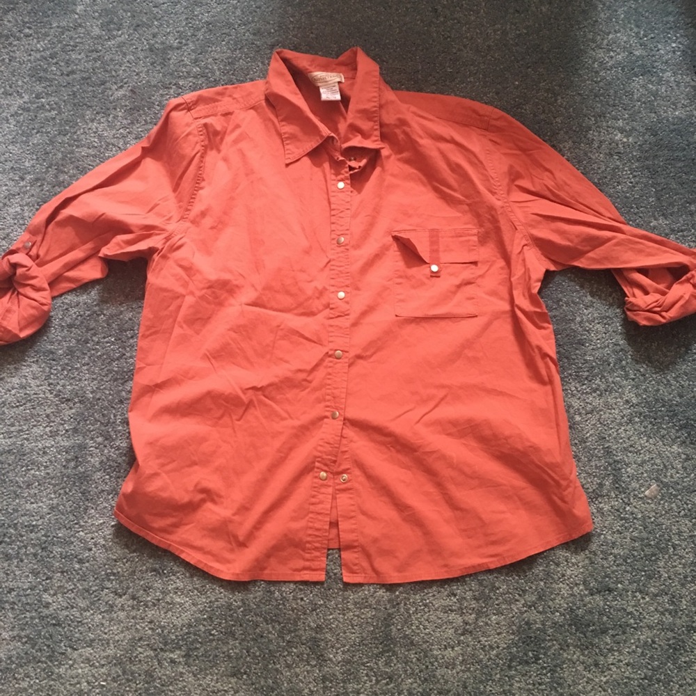 button down orange shirt